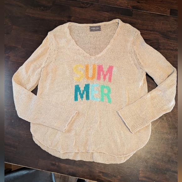 Wooden Ships Sweaters - Wooden Ships 'SUMMER' Print V-Neck Knit Sweater, Women's S/M
